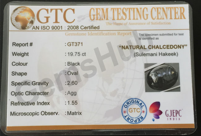 Natural Certified Sulemani Black Hakik Stone, 19.7